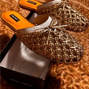 Nine West Lolah Gold Woven Women's Shoes